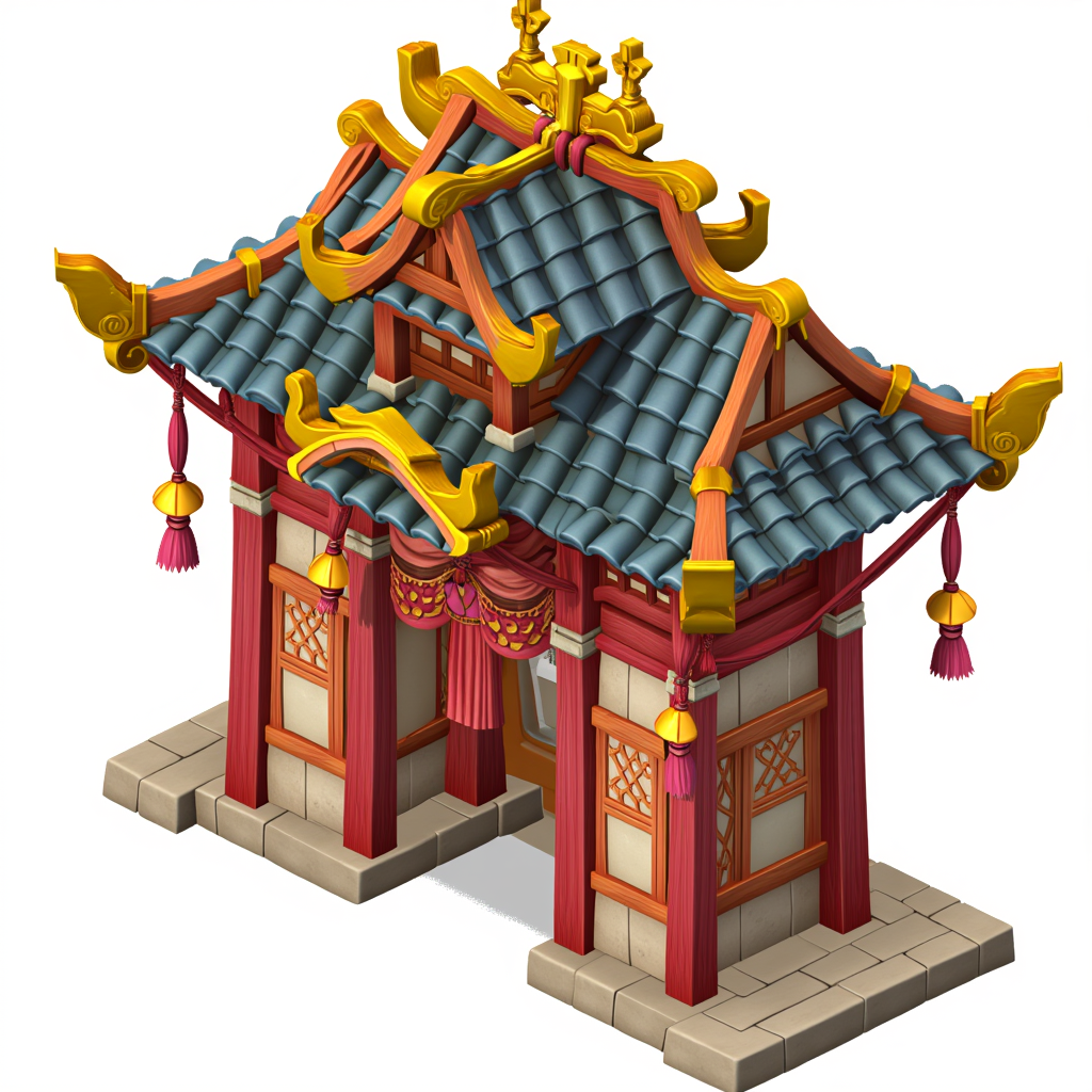 Q版古风3D建筑