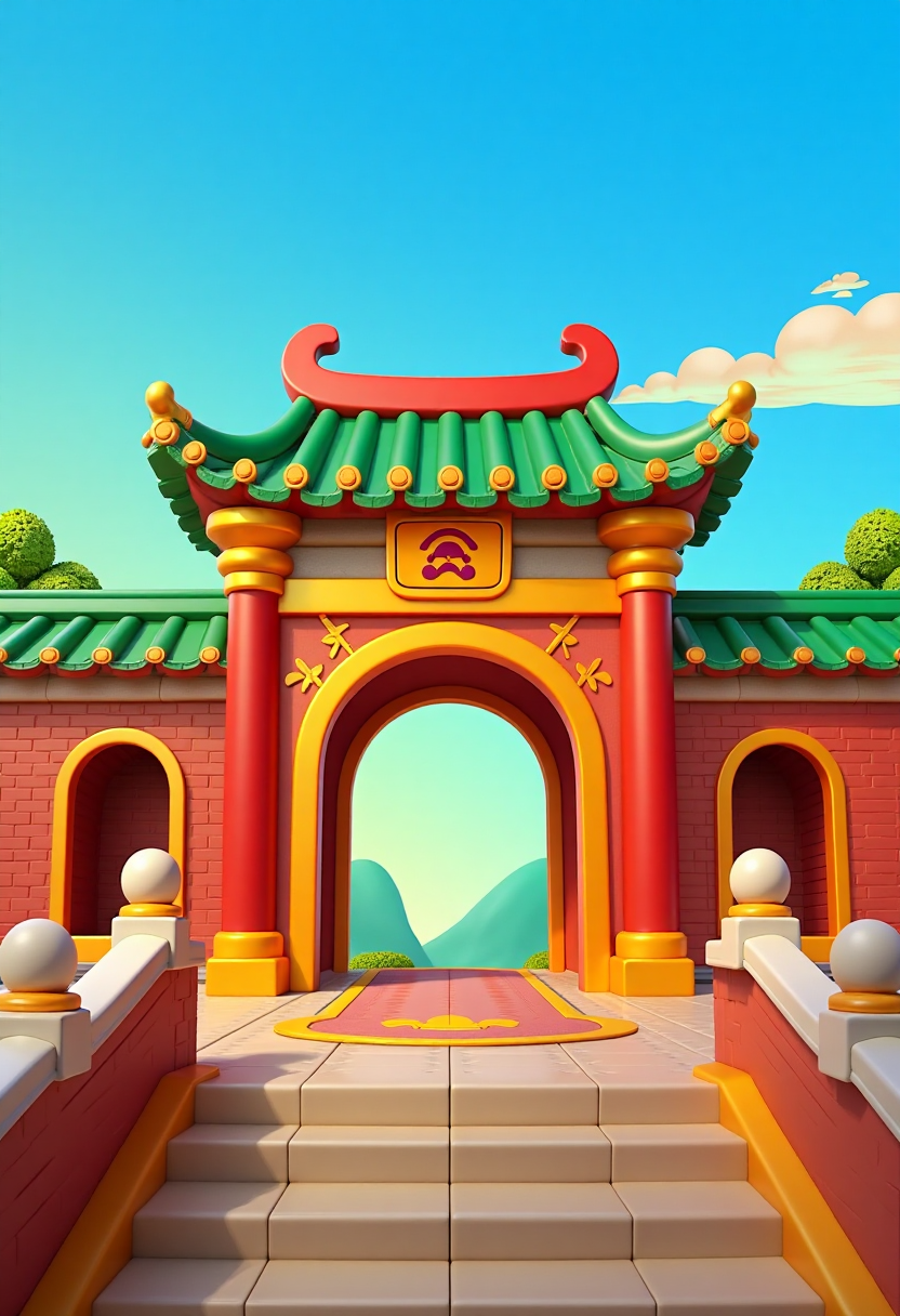 中国古建筑门楼牌坊模型