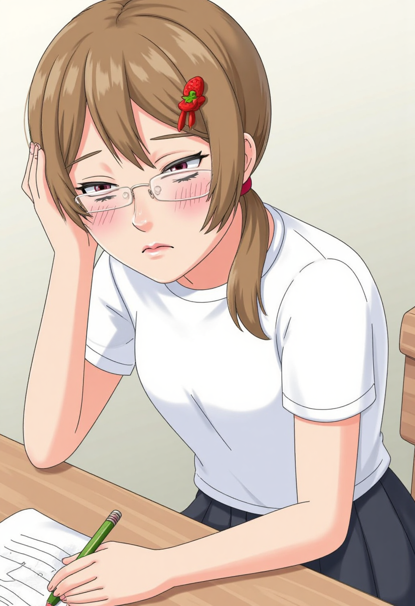 扎着高马尾的一位清纯女高中生