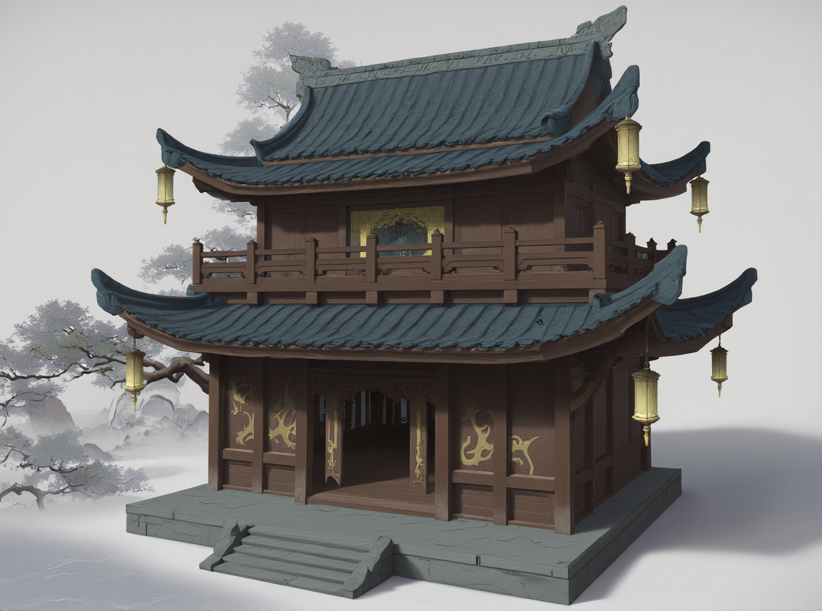 武侠游戏庄园场景建筑物件