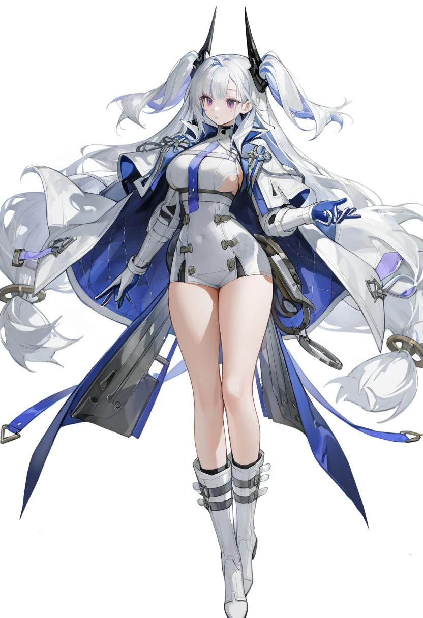 白毛双马尾制服美少女