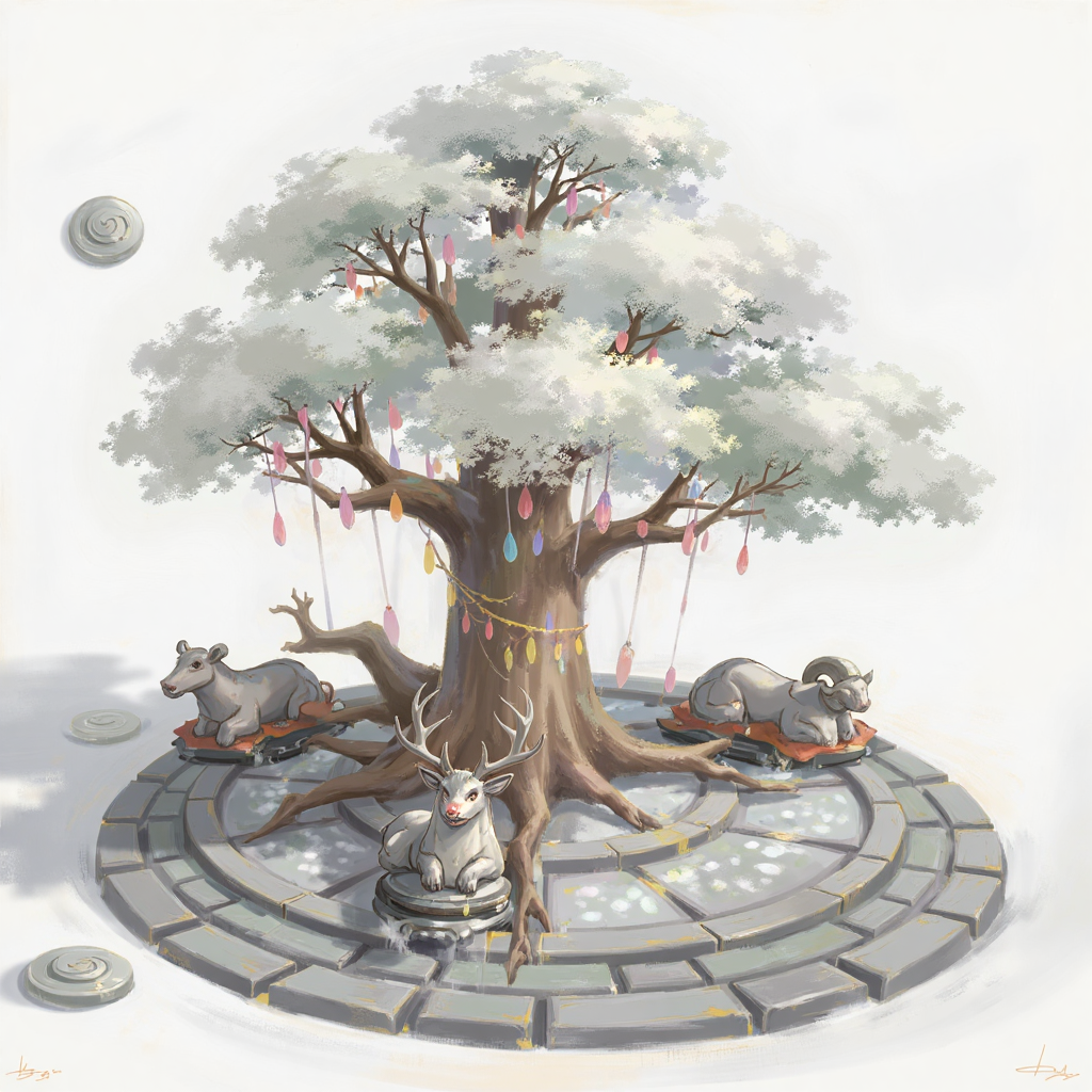 卡通手绘许愿树