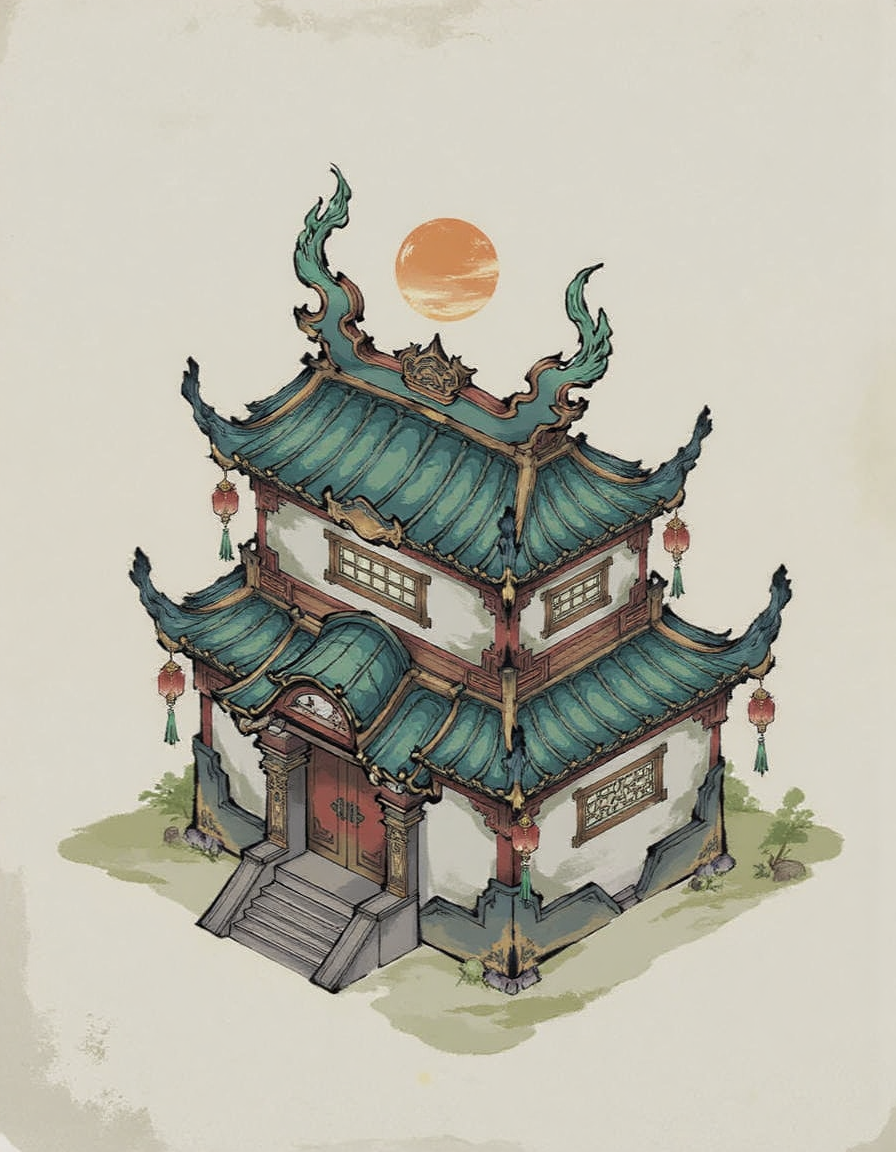 魔幻 45° 角单体建筑